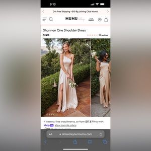 Show Me Your Mumu Shannon One Shoulder Dress in Champagne Luxe Satin